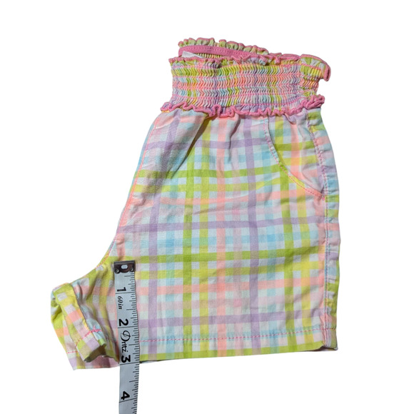 GARANIMALS-Girls Pastel Plaid 100% Cotton Shorts-Comfy Elastic Waist-5T Preowned - Picture 3 of 6